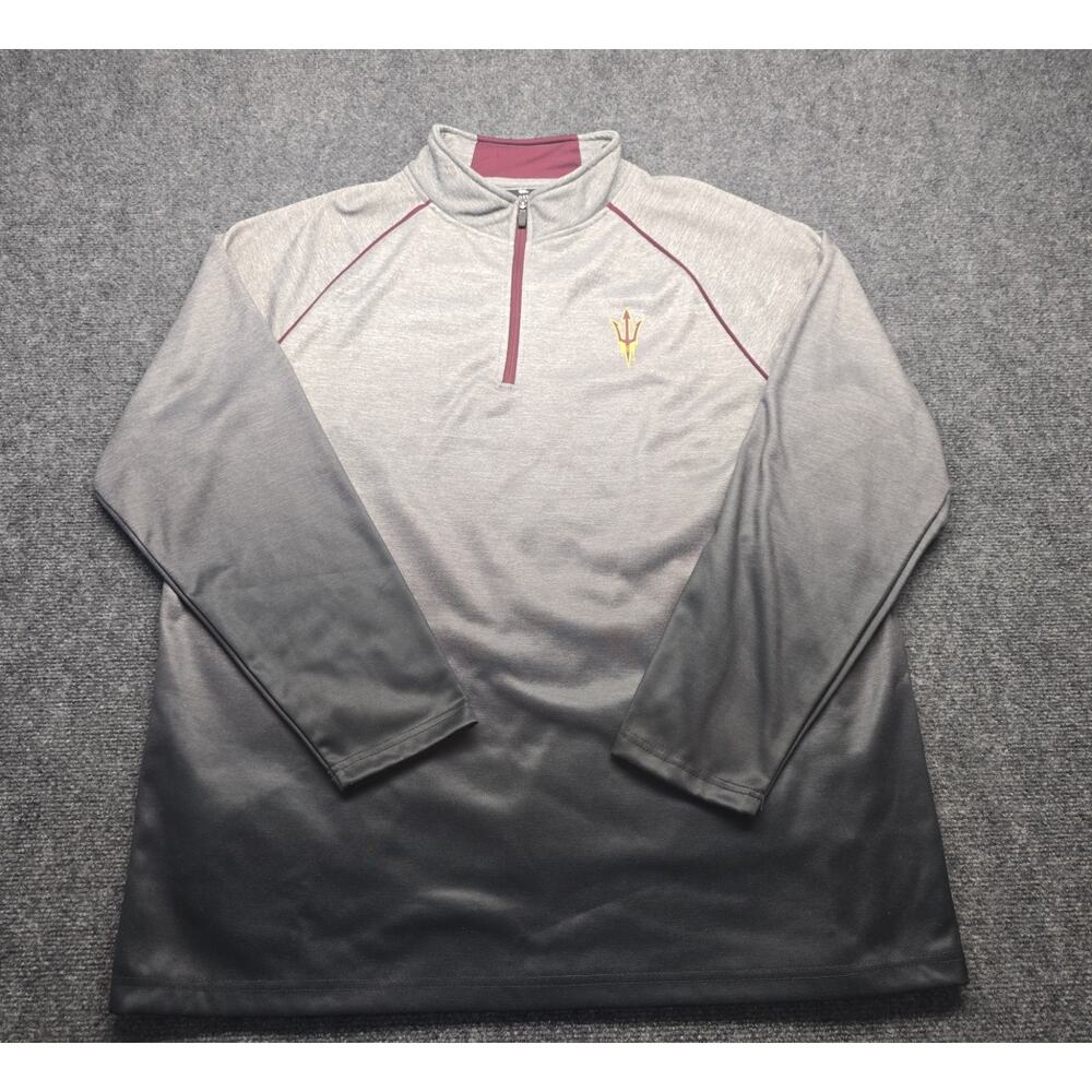Arizona State Sun Devils ASU Pullover Shirt Grey 2-tone 1/4 Zip Colosseum 2XL